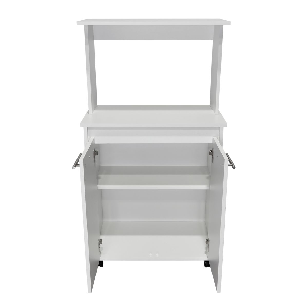 FMFURNITURE - Mueble Microondas Con Ruedas 2 Puertas Fm-004B - Blanco