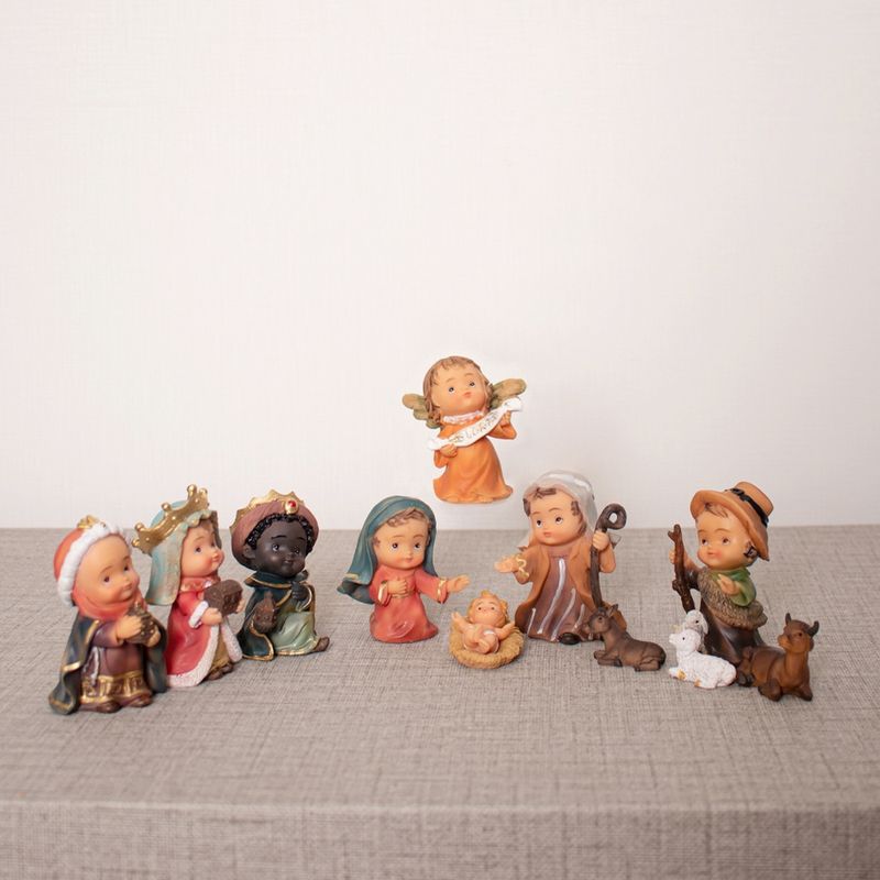 PANORAMA HOGAR - Set de Nacimiento Infantil Navideño de 11 Figuras 10.16CM