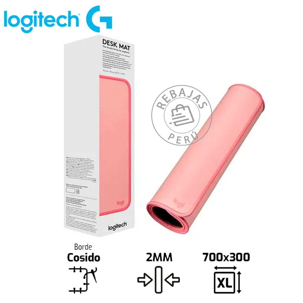 LOGITECH - Logitech Desk Mat XL Rosa 956-000048 Alfombrilla Grande Antideslizante