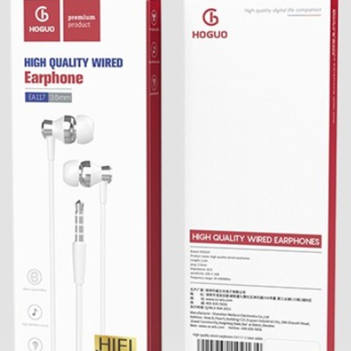 HOGUO - Hoguo - Audífonos alámbricos 35mm 1.2 m HIFI