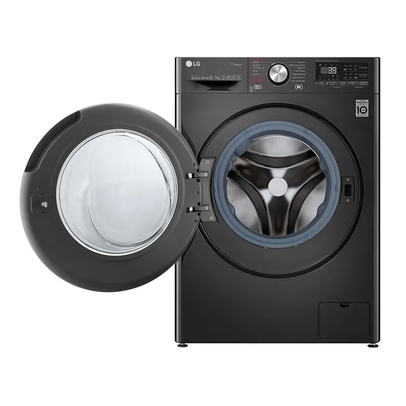 LG - Lavaseca LG 12 Kg Carga Frontal con AIDD WD12BVC2S6C Negro Acero