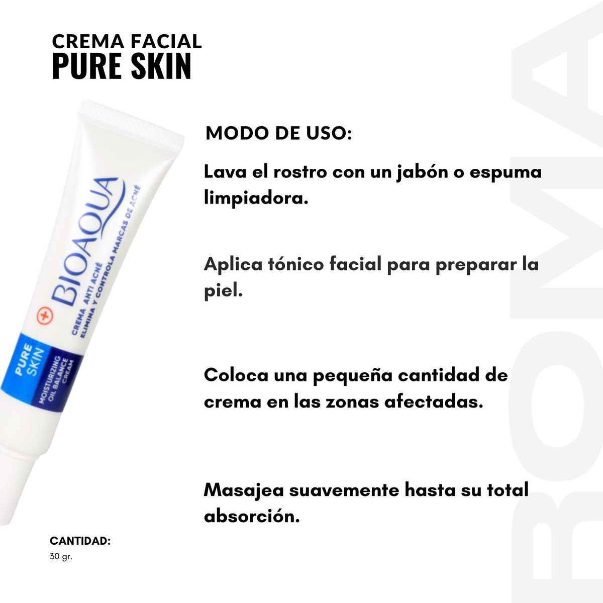 BIOAQUA - CREMA FACIAL PURE SKIN 30G BIOAQUA