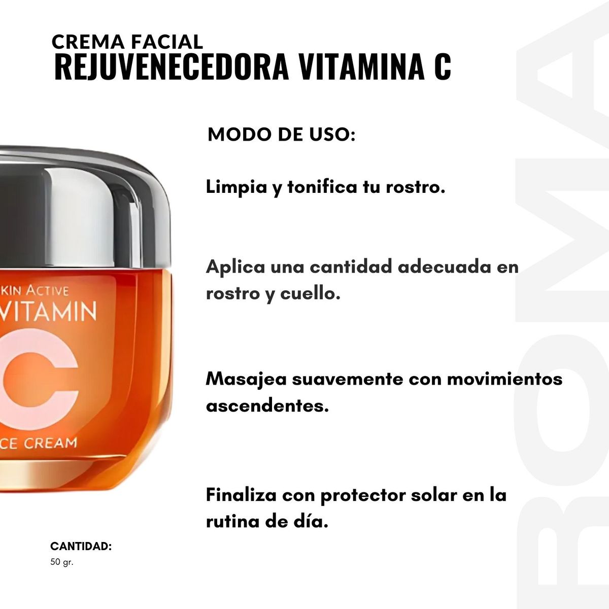 BIOAQUA - CREMA FACIAL REJUVENECEDORA VITAMINA C 50G BIOAQUA