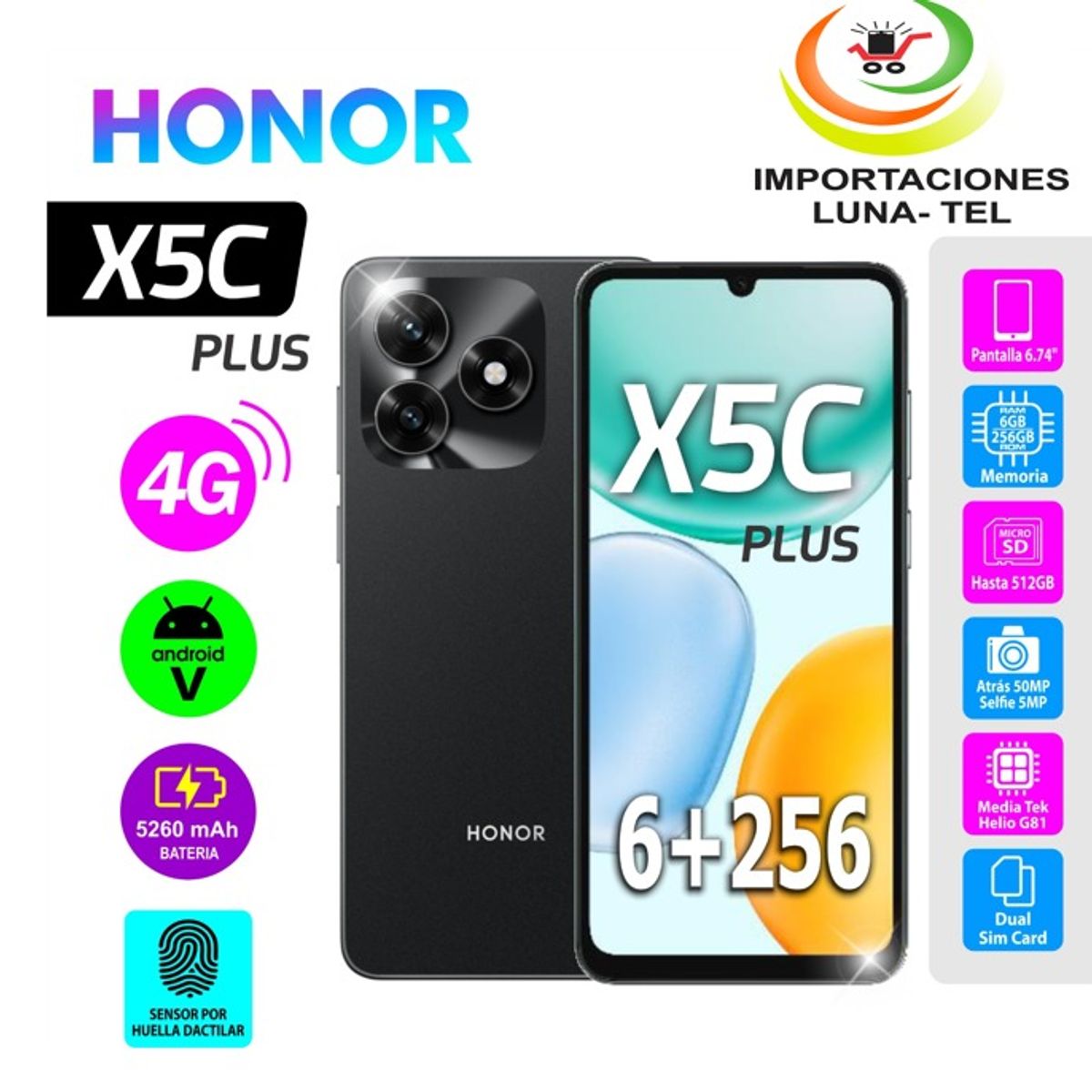 HONOR - HONOR X5C PLUS NEGRO 6RAM Y 256GB