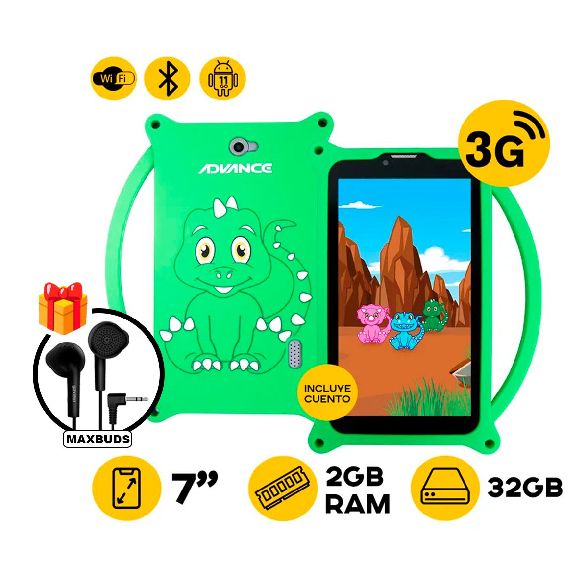 ADVANCE - INTRO TR6955 7″ 32GB 2GB Verde + Maxell Eb-95