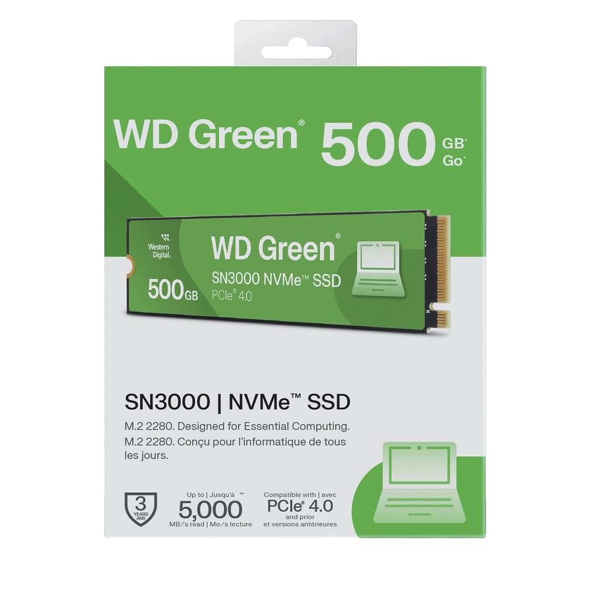 WESTERN DIGITAL - Disco SSD Western Digital Green SN3000 500GB M2 2280 PCIe 4.0 NVMe