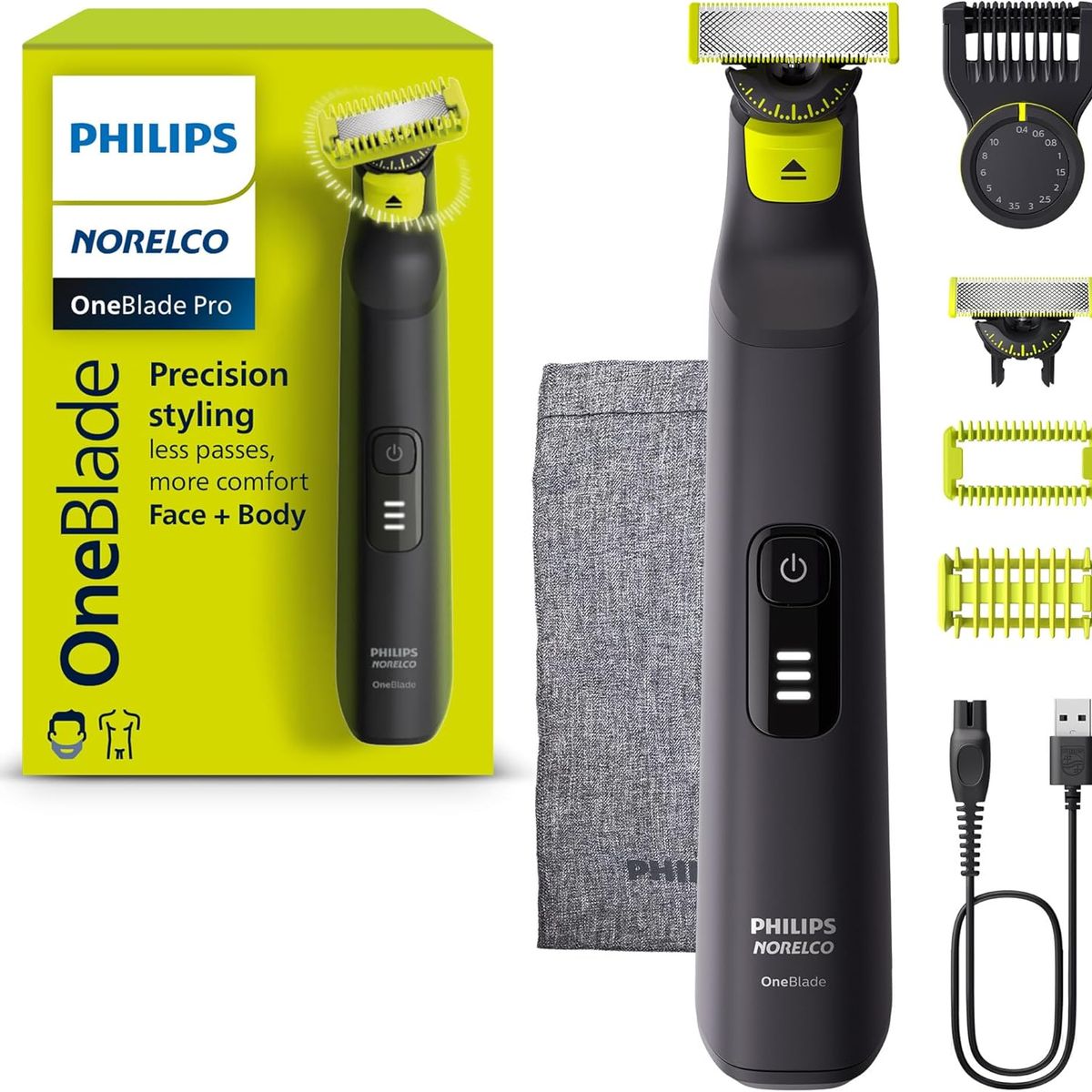 PHILIPS - Afeitadora Rasuradora Philips OneBlade Pro 360 Cara + Cuerpo de 14 medidas con estuche