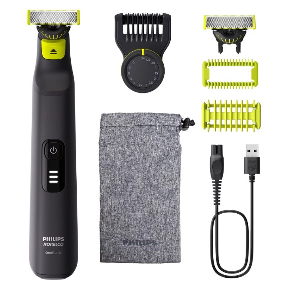 PHILIPS - Afeitadora Rasuradora Philips OneBlade Pro 360 Cara + Cuerpo de 14 medidas con estuche