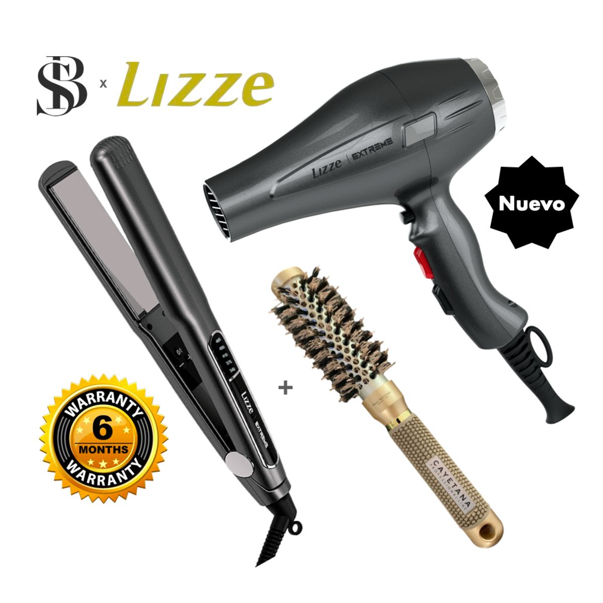 LIZZE - PLANCHA 480F Y SECADORA 2400W CABELLO LIZZE EXTREME + C MIXTO CAYETANA