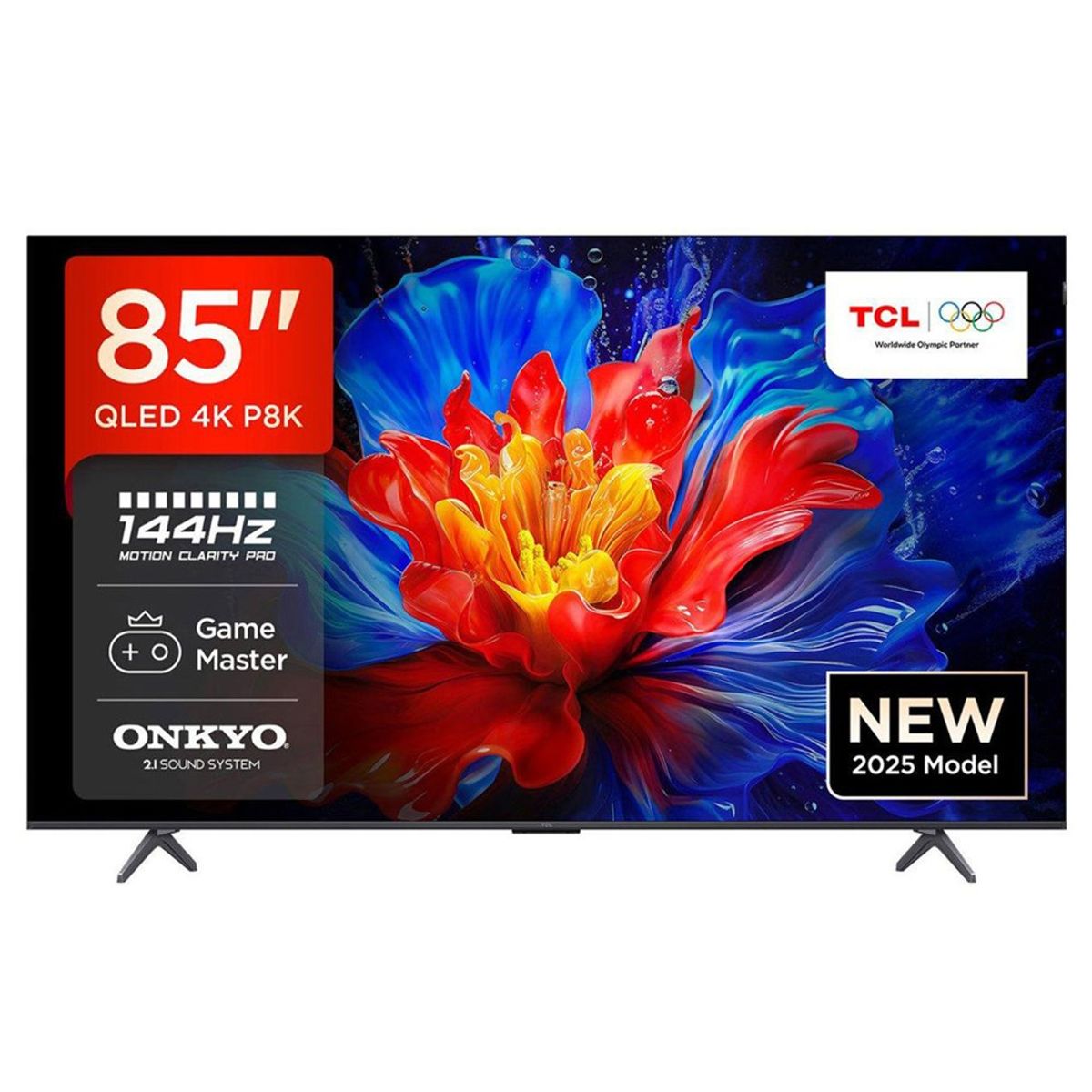 TCL - TELEVISOR SMART TCL QLED 85 85P8K ULTRAHD 4K GOOGLE TV + PARLANTE EVERSOUND EV-5301 DE REGALO