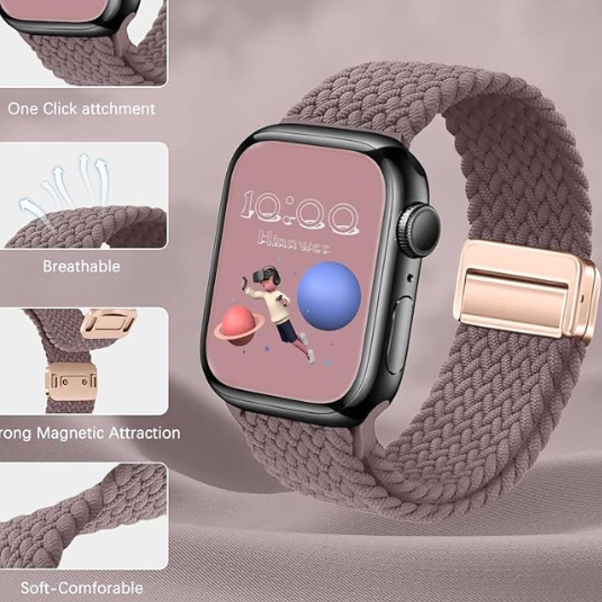 GENERICO - Correa Elastic Glam para Apple Watch 49mm - Púrpura