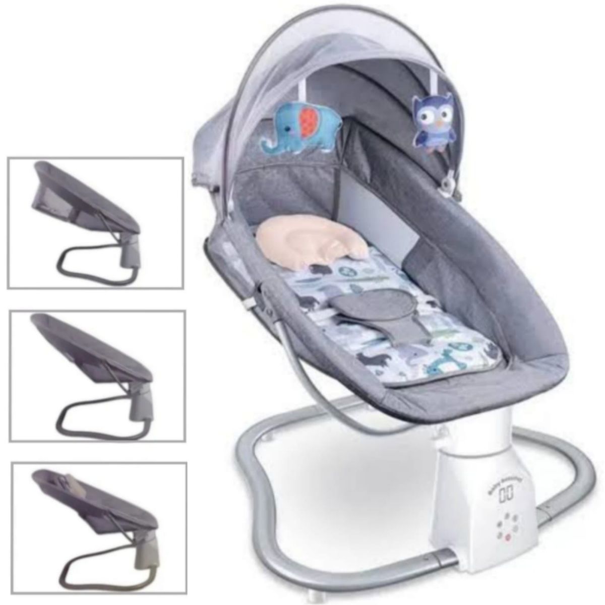 GENERICO - Silla Mecedora a control remoto para bebe GRIS