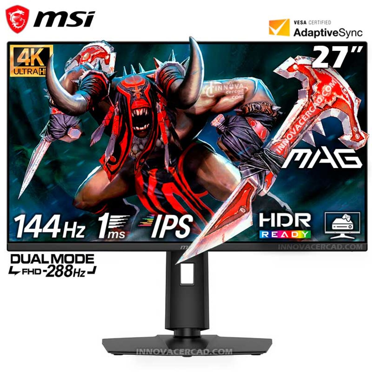 MSI - Monitor Msi Mag 275upd E14 27 IPS Dual MODE 4K UHD 144HZ  FHD 288HZ