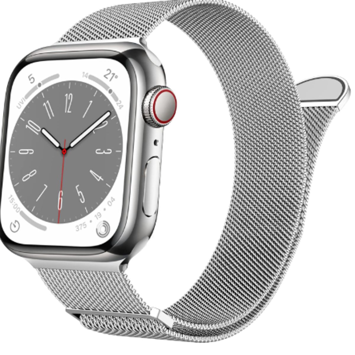 GENERICO - Correa Metal Tejido Imantado para Apple Watch 49mm - PLATEADO
