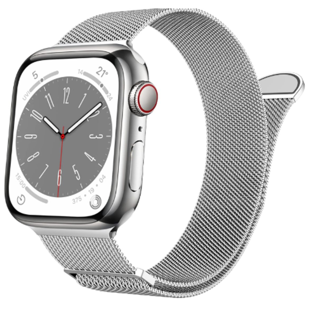 GENERICO - Correa Metal Tejido Imantado para Apple Watch 49mm - PLATEADO