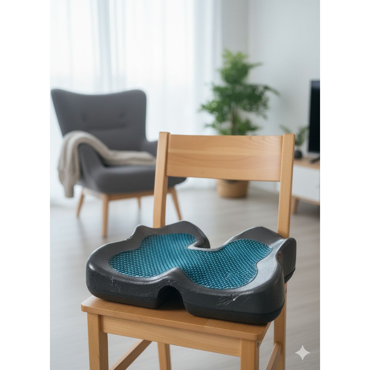 BENICE - COJIN DE ASIENTO CARBONO ACTIVADO VISCOELASTICO CON GEL FRIO Y MALLA