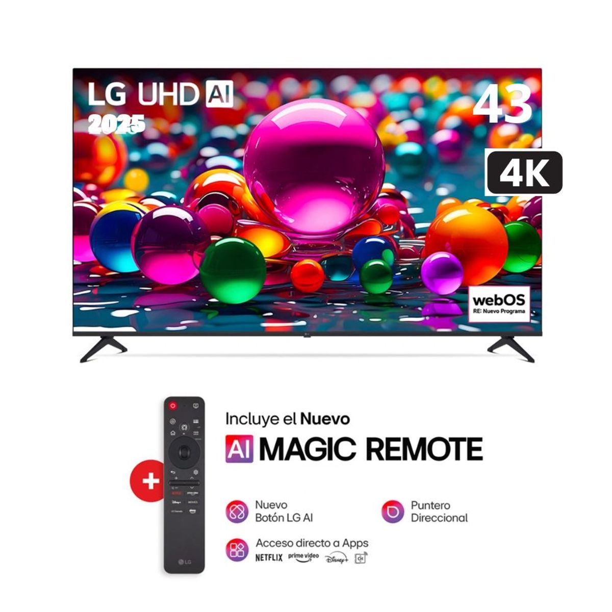 LG - TELEVISOR 43 LG UHD AI UA73 4K Smart TV - 2025 + Magic Remote