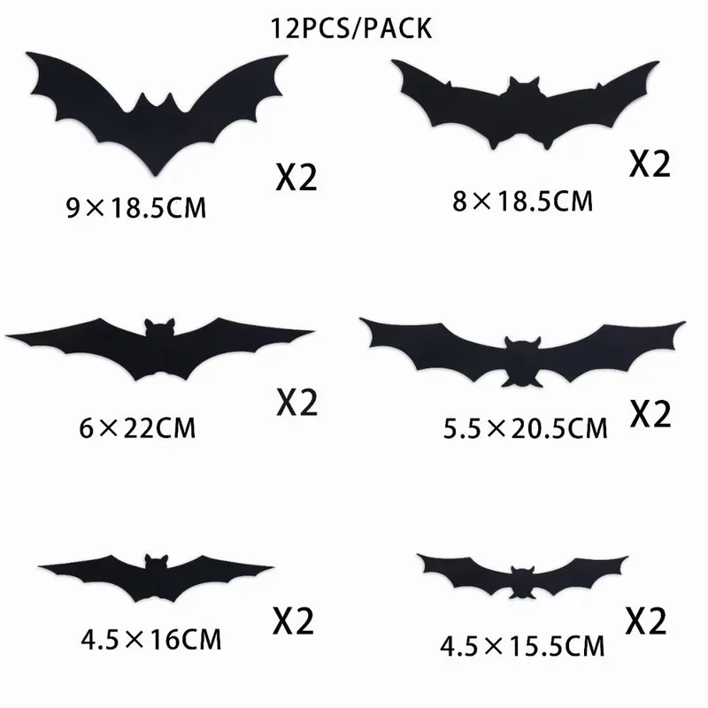 PIA COPELLO STORE - Set de 12 Piezas de Decoración Murciélagos
