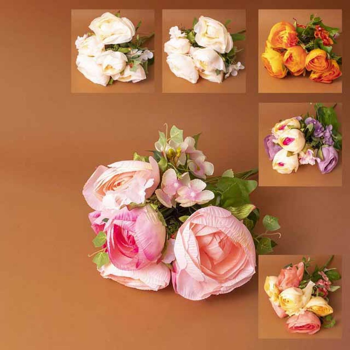 PANORAMA HOGAR - Ramo Panadecor de Rosas Botón Artificiales 50CM Surtido