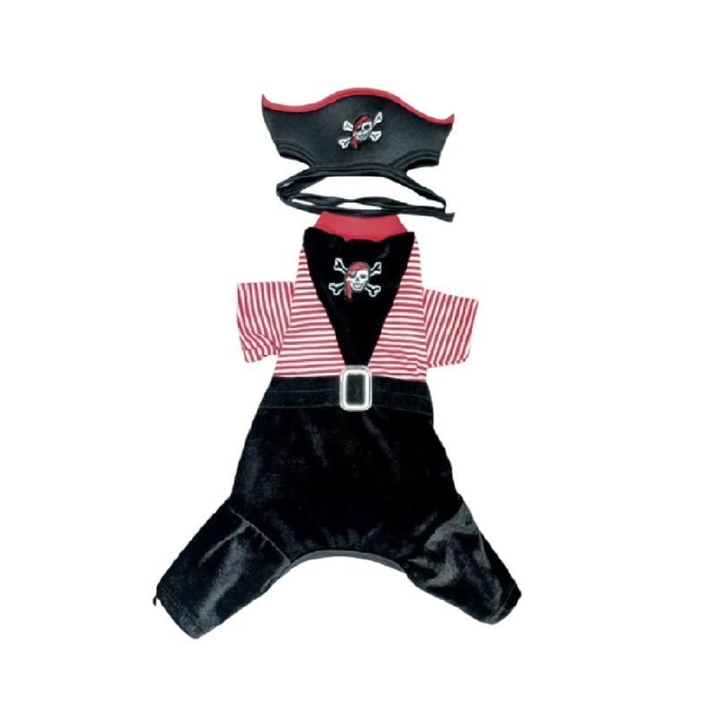 GENERICO - Disfraz Halloween mascotas perros y gatos pirata c/gorrito 3