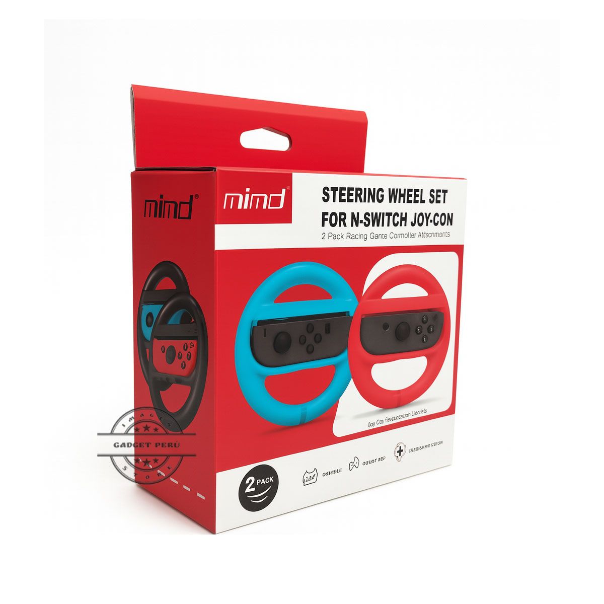 MIMD - Soporte Timón para Joycons Nintendo Switch Wheel Rojo/Azul Set 2 und