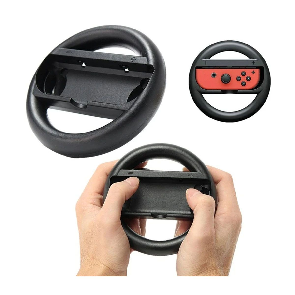 MIMD - Volante Timón Negro para Joycons De Nintendo Switch Set X 2 Unidades