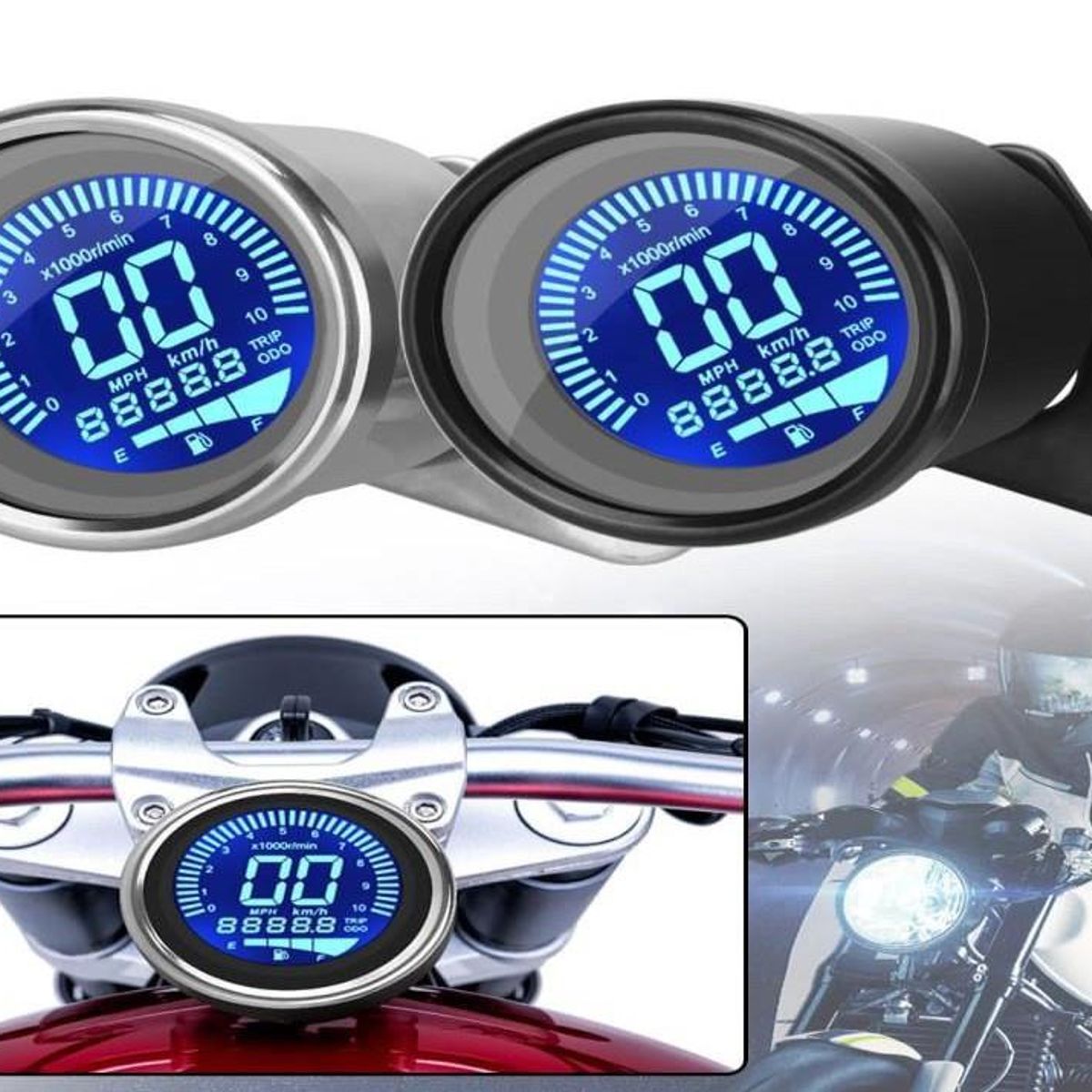 UNIVERSAL - TABLERO VELOCIMETRO DIGITAL UNIVERSAL NEGRO MOTO