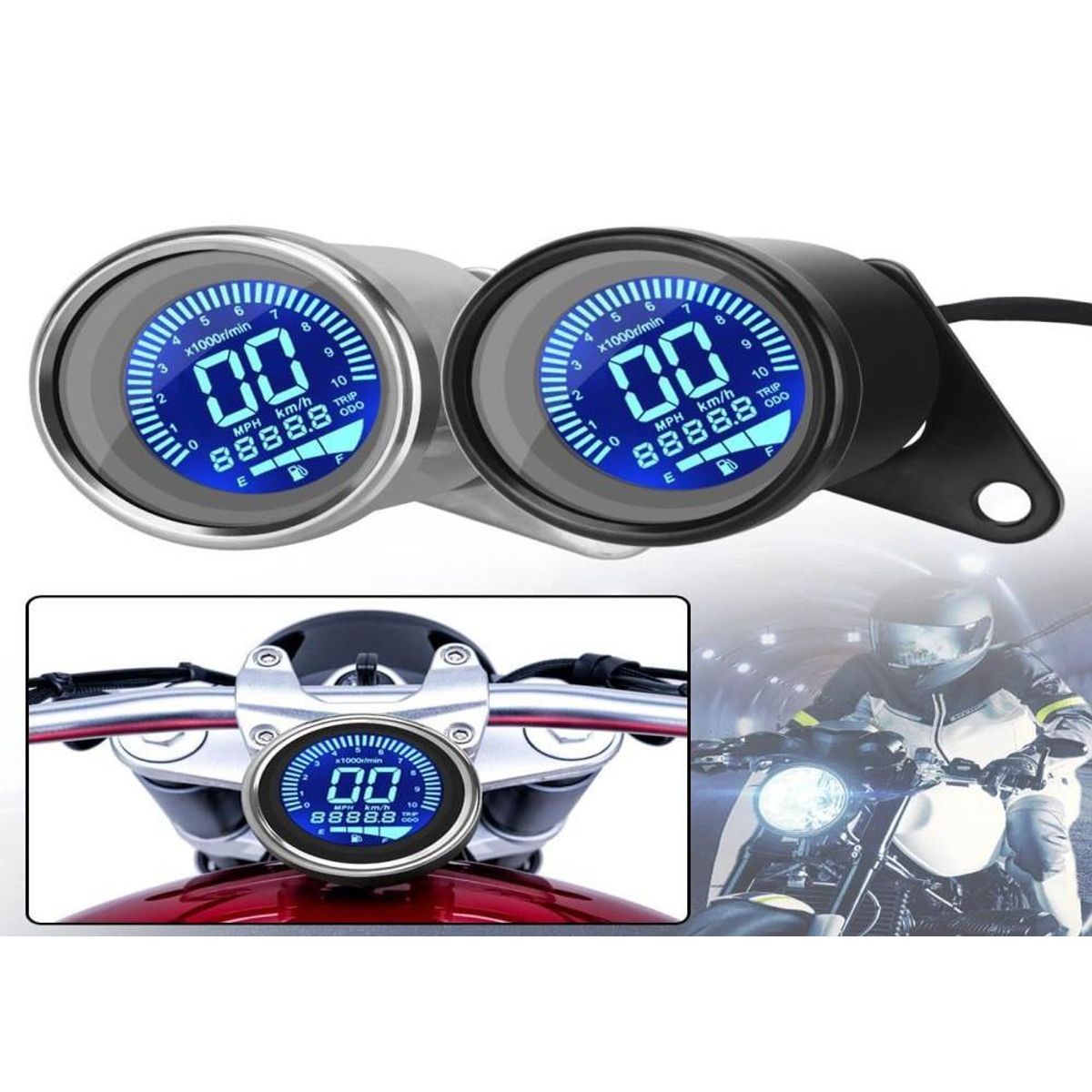 UNIVERSAL - TABLERO VELOCIMETRO DIGITAL UNIVERSAL NEGRO MOTO