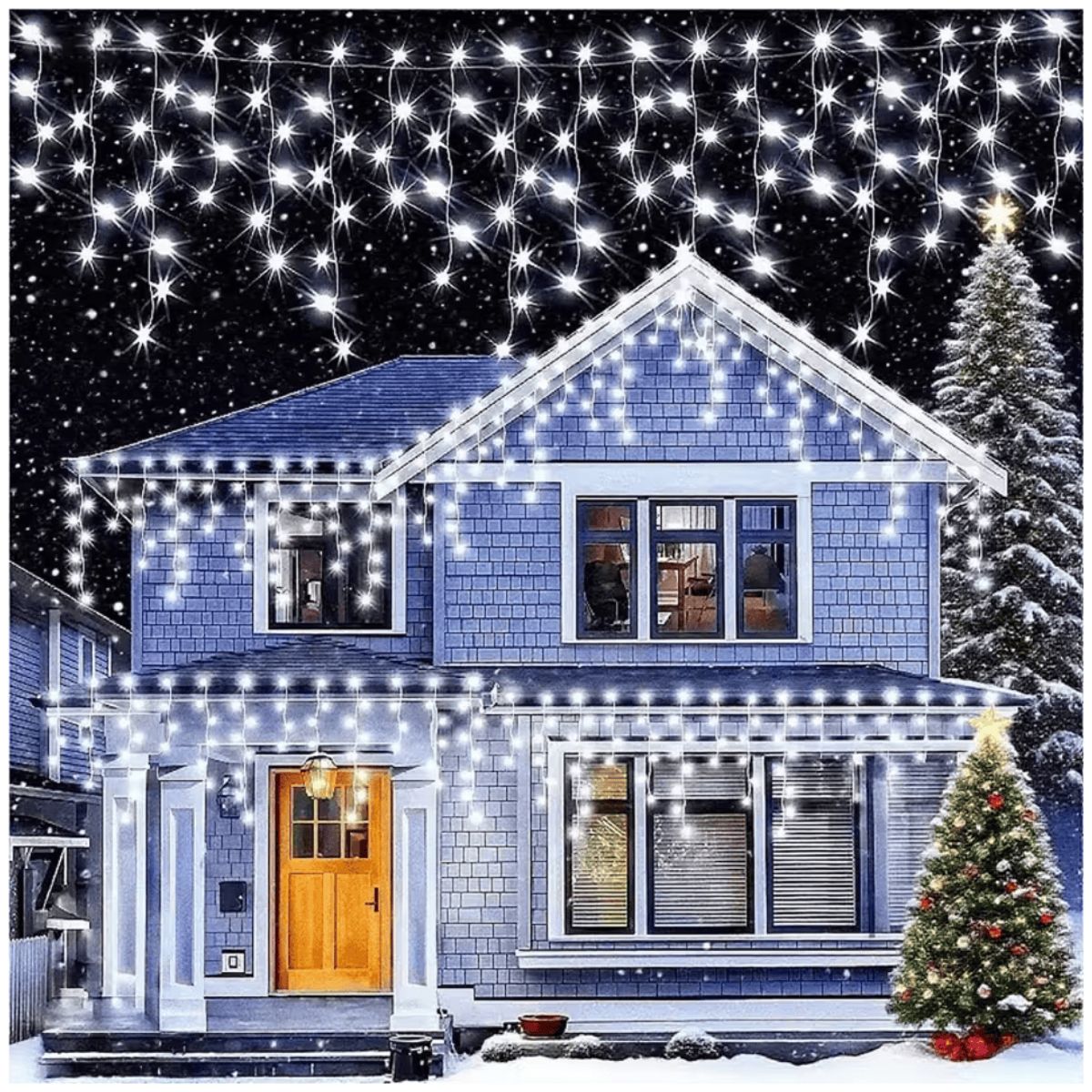 INSPIRA MARKET - Cortina Cascada Luces Led Decoración Blanco 5M Extensible