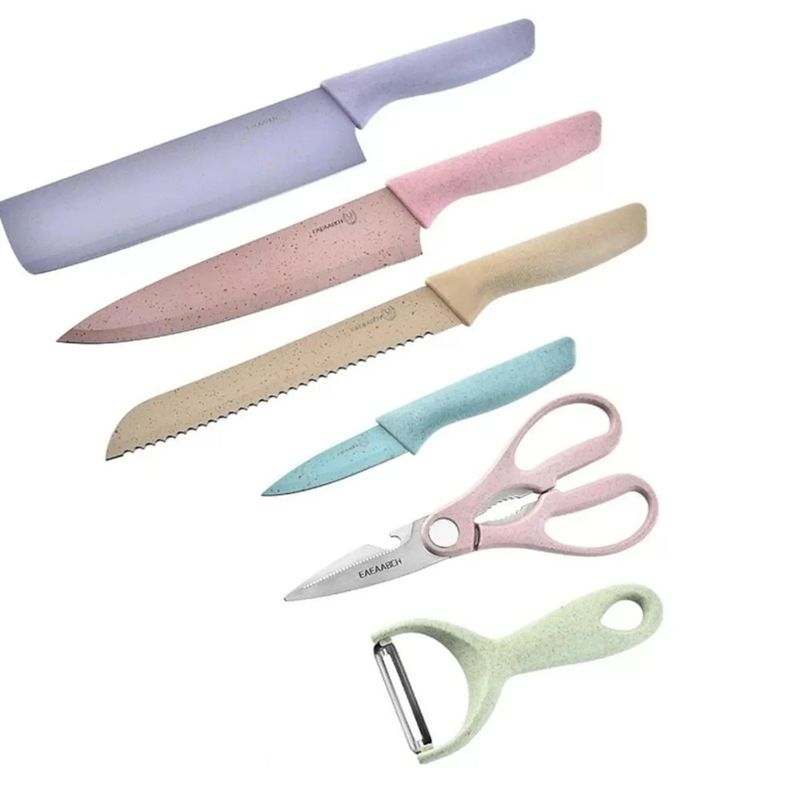 GENERICO - Set De Cuchillos 6 Piezas Acero Inoxidable Colores