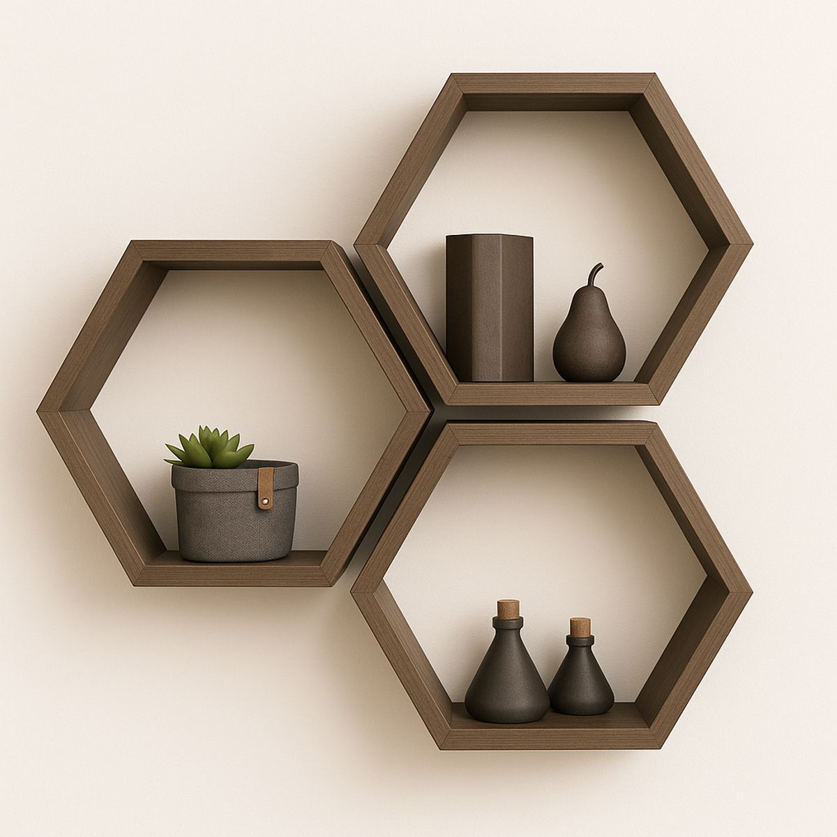 NACIONAL - Repisa Hexagonal Flotante Pack x 3UND Iguales - FAMUZE