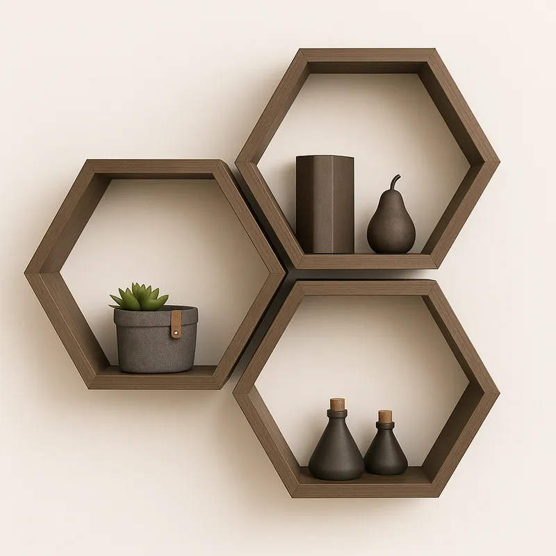 NACIONAL - Repisa Hexagonal Flotante Pack x 3UND Iguales - FAMUZE