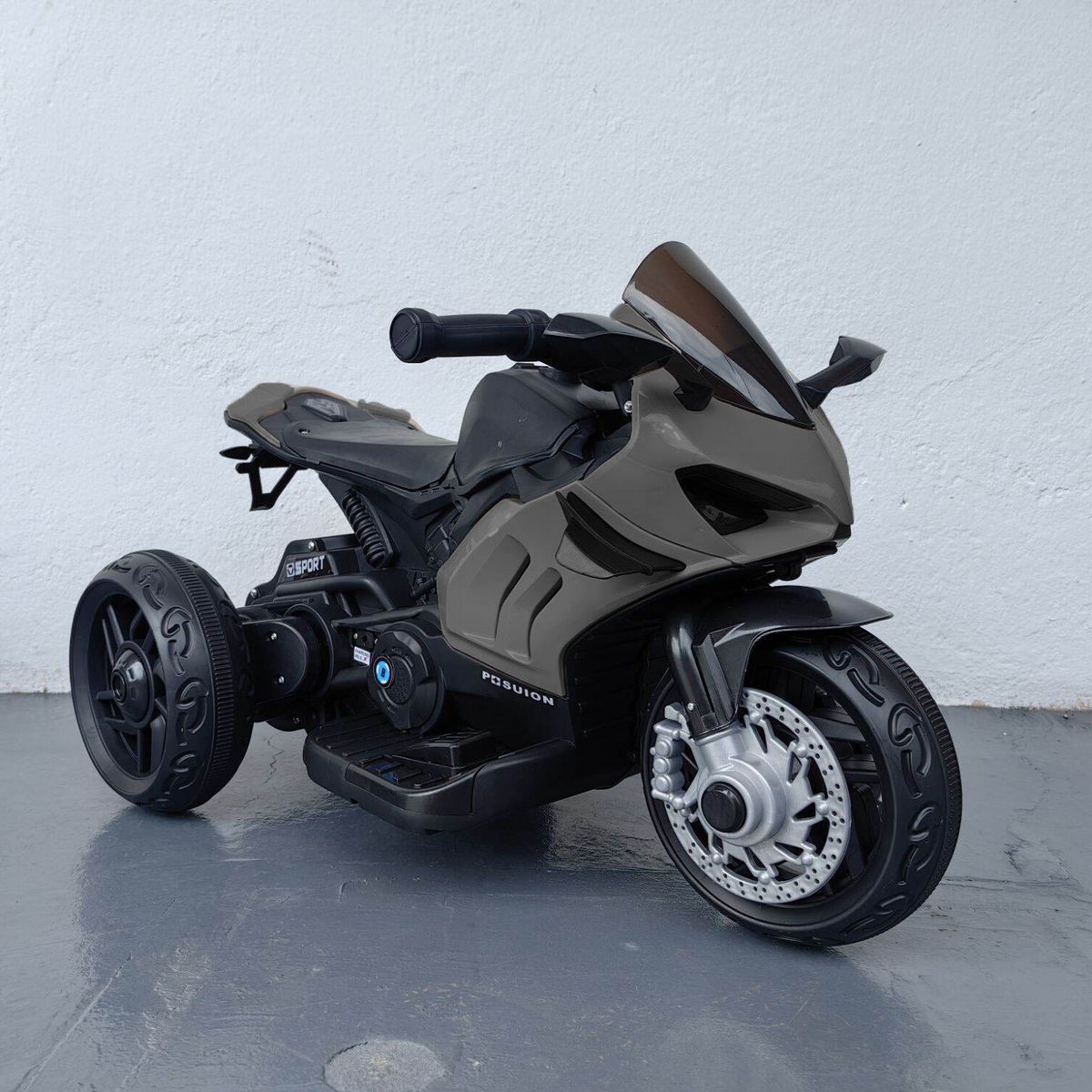 TOYUN TOYUN - Moto de batería de tres ruedas para niños-Gris