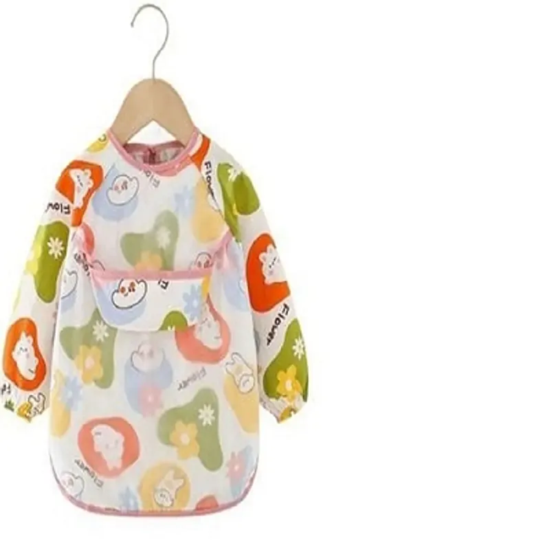 GENERICO - Mandil Babero Manga Larga para Niños 6 meses a 3 años Rosado