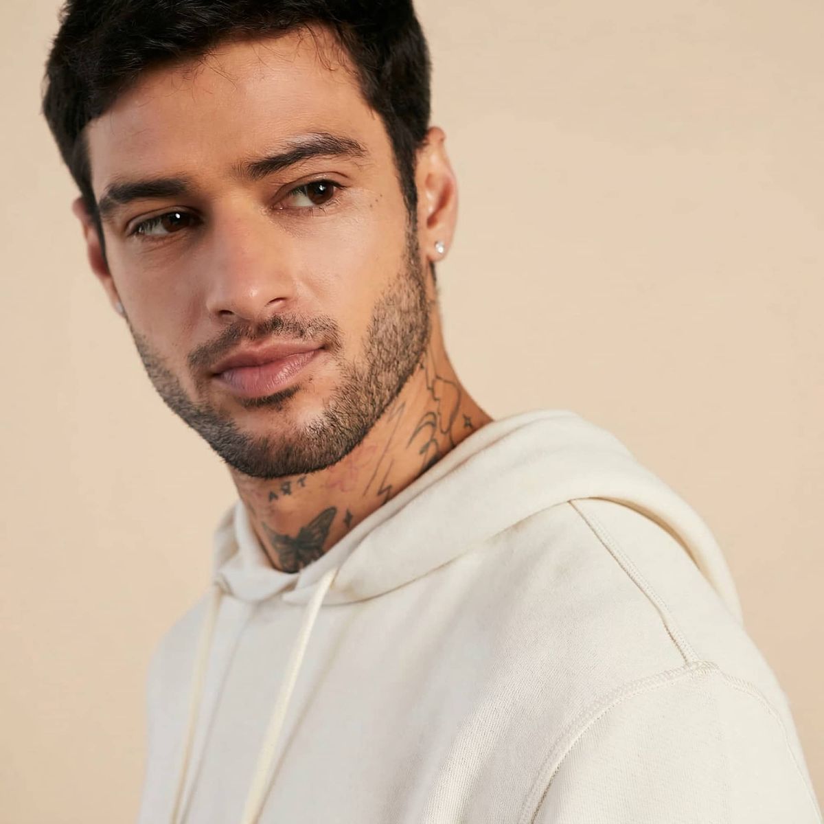 DROP THE LABEL - Hoodie Blanco Hombre 100% Algodón Peruano