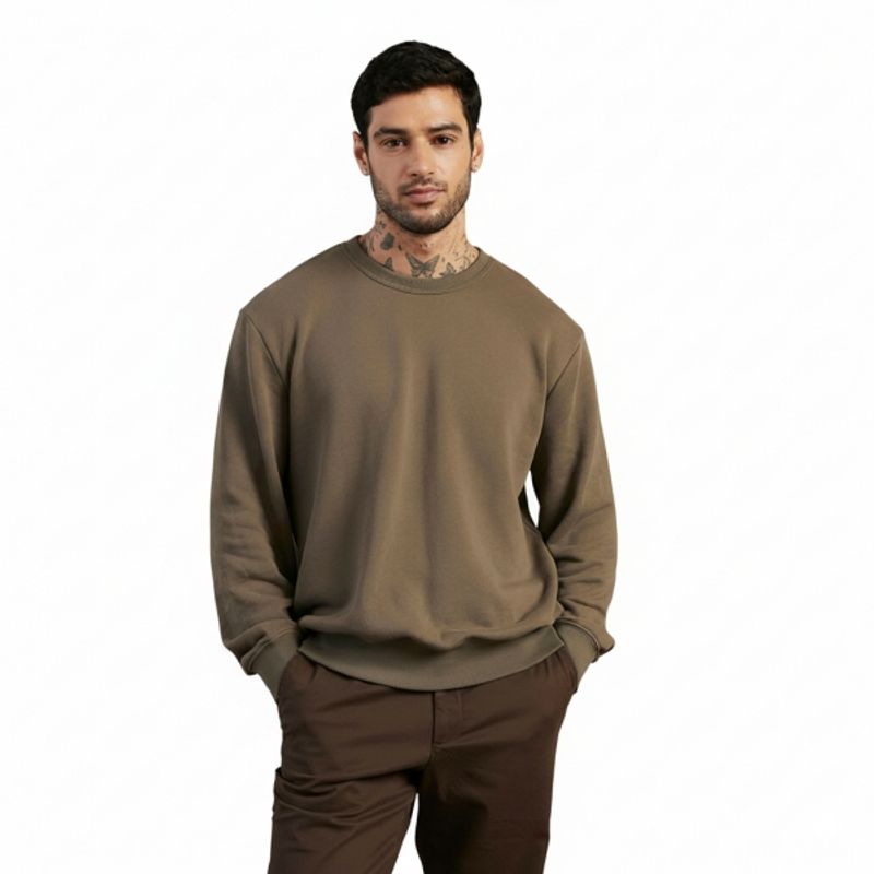 DROP THE LABEL - Sweatshirt Marrón Drop the Label Algodón Peruano Polera Cuello Redondo