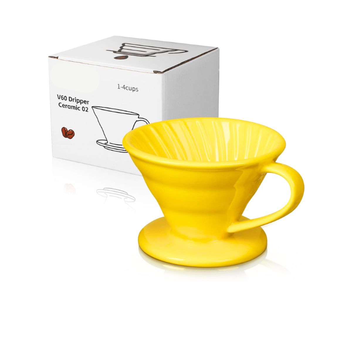 GENERICO - Dripper V60  Cerámico 2 -4 Tazas AMARILLO