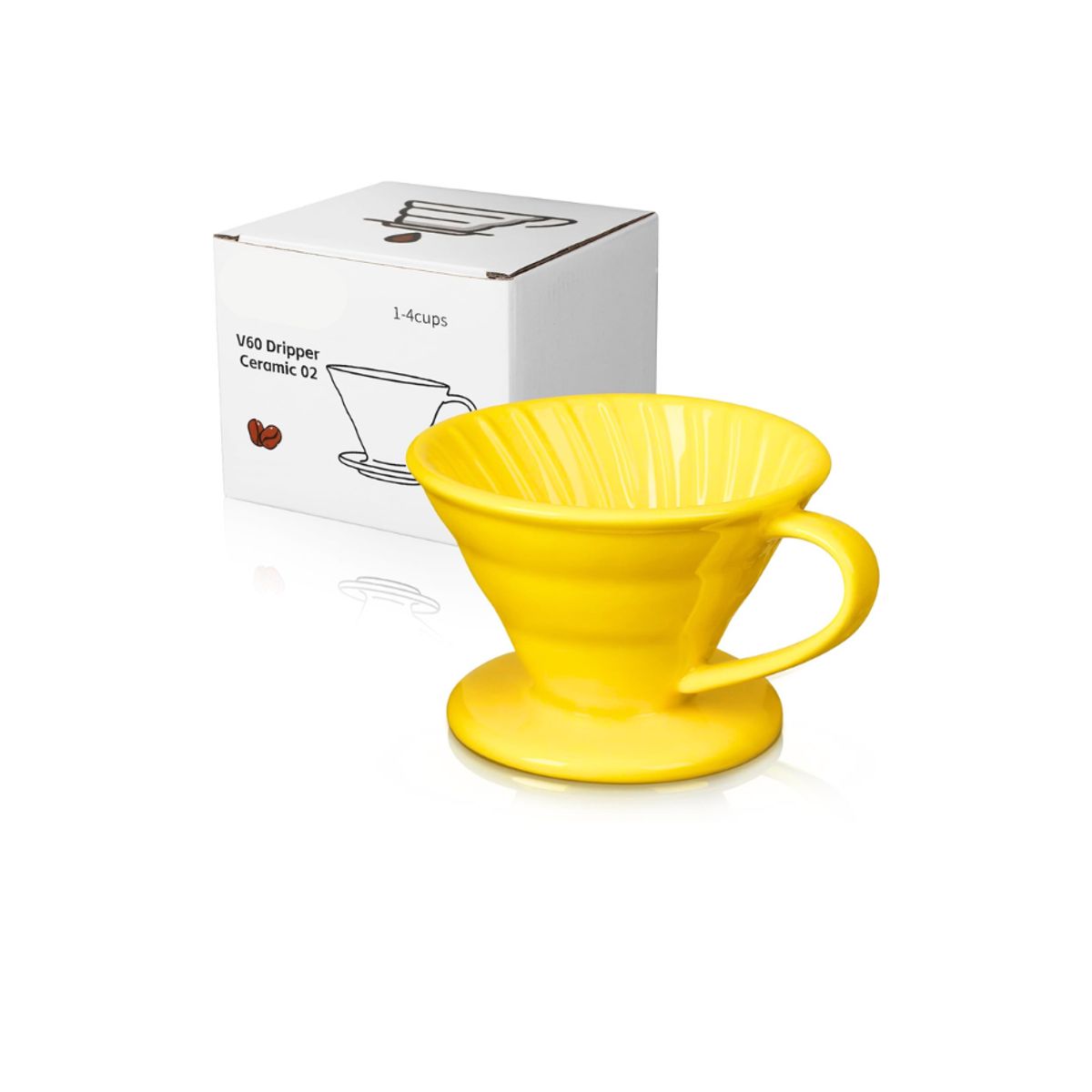 GENERICO - Dripper V60  Cerámico 2 -4 Tazas AMARILLO