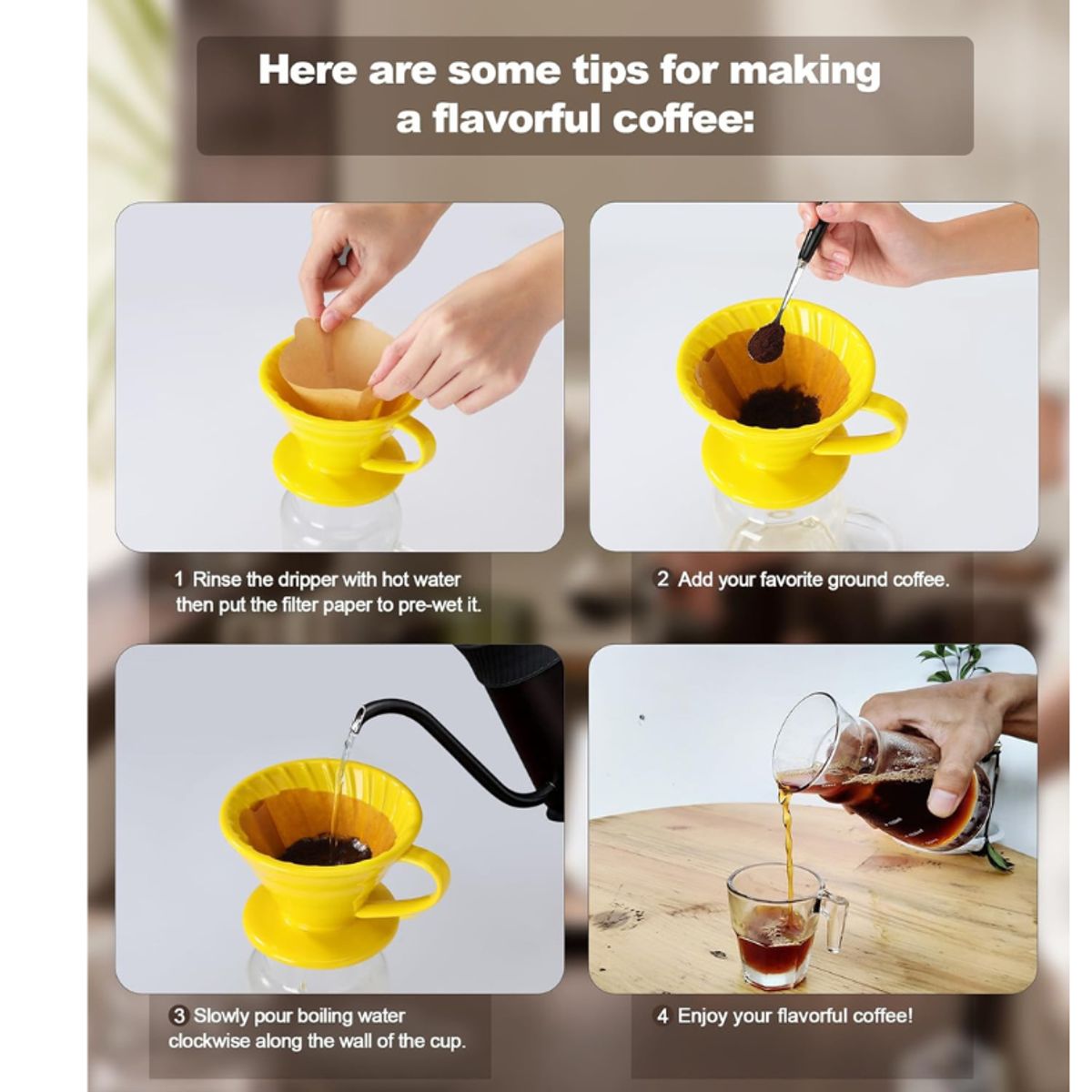 GENERICO - Dripper V60  Cerámico 2 -4 Tazas AMARILLO