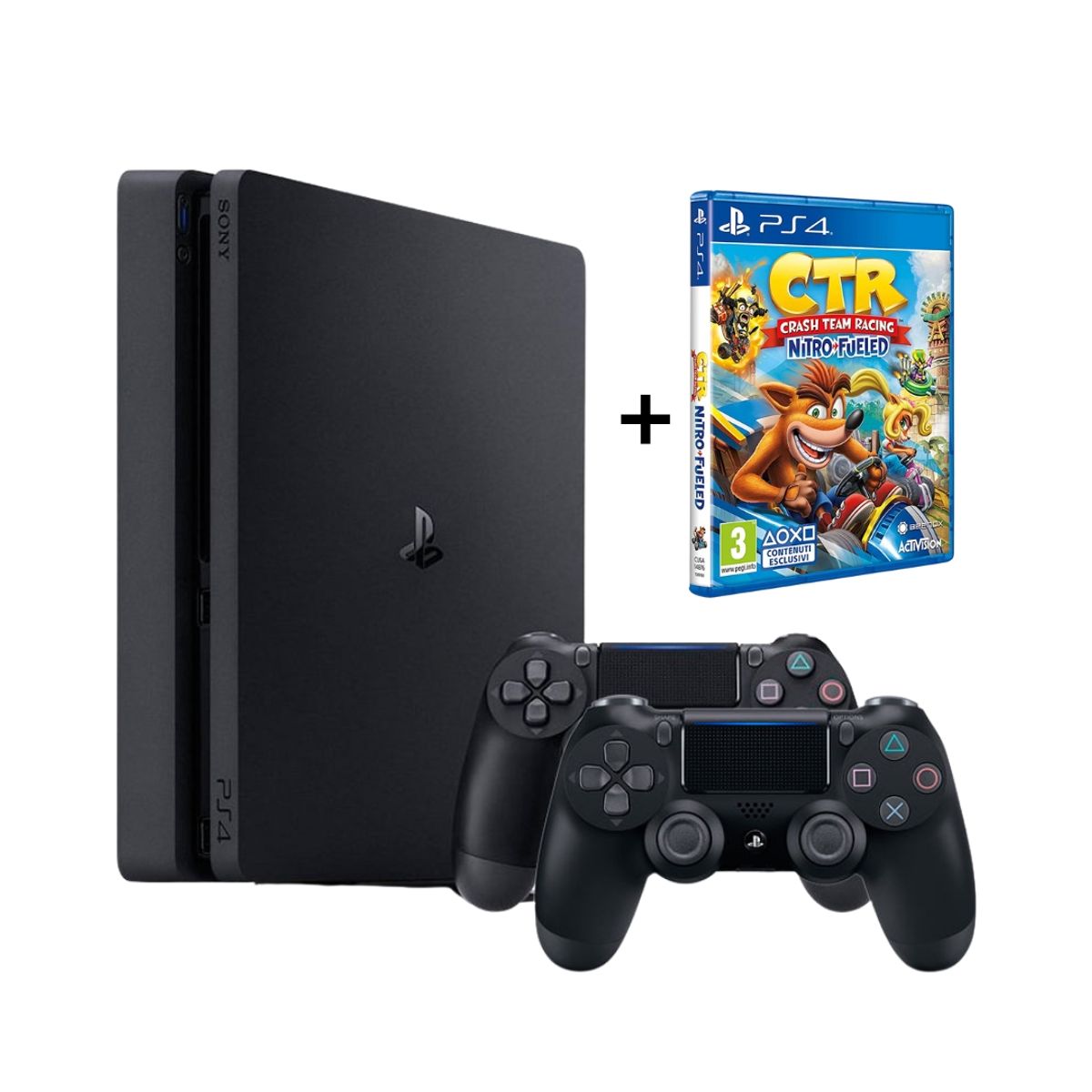 SONY - CONSOLA PS4 SLIM 1TB + 2 MANDOS + JUEGO CTR.  Reacondicionada