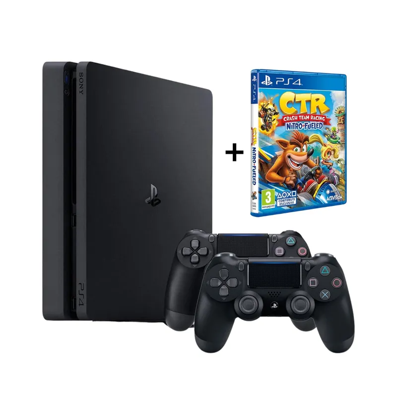 SONY - CONSOLA PS4 SLIM 1TB + 2 MANDOS + JUEGO CTR.  Reacondicionada