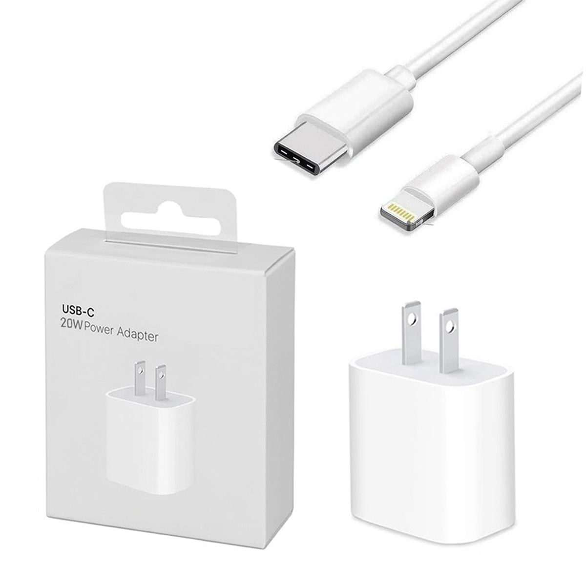 GENERICO - Cargador de 20W Compatible para iPhone 14 + Cable de 1mt