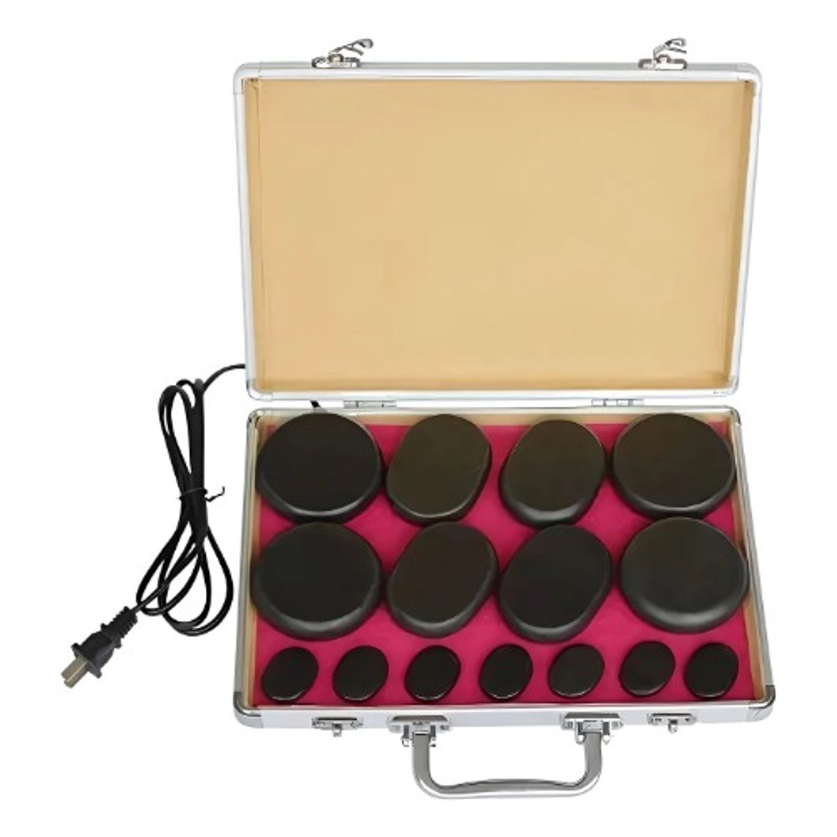 OEM - Kit Piedras Volcánicas Calientes con Maletín Eléctrico 16 Pzs Spa