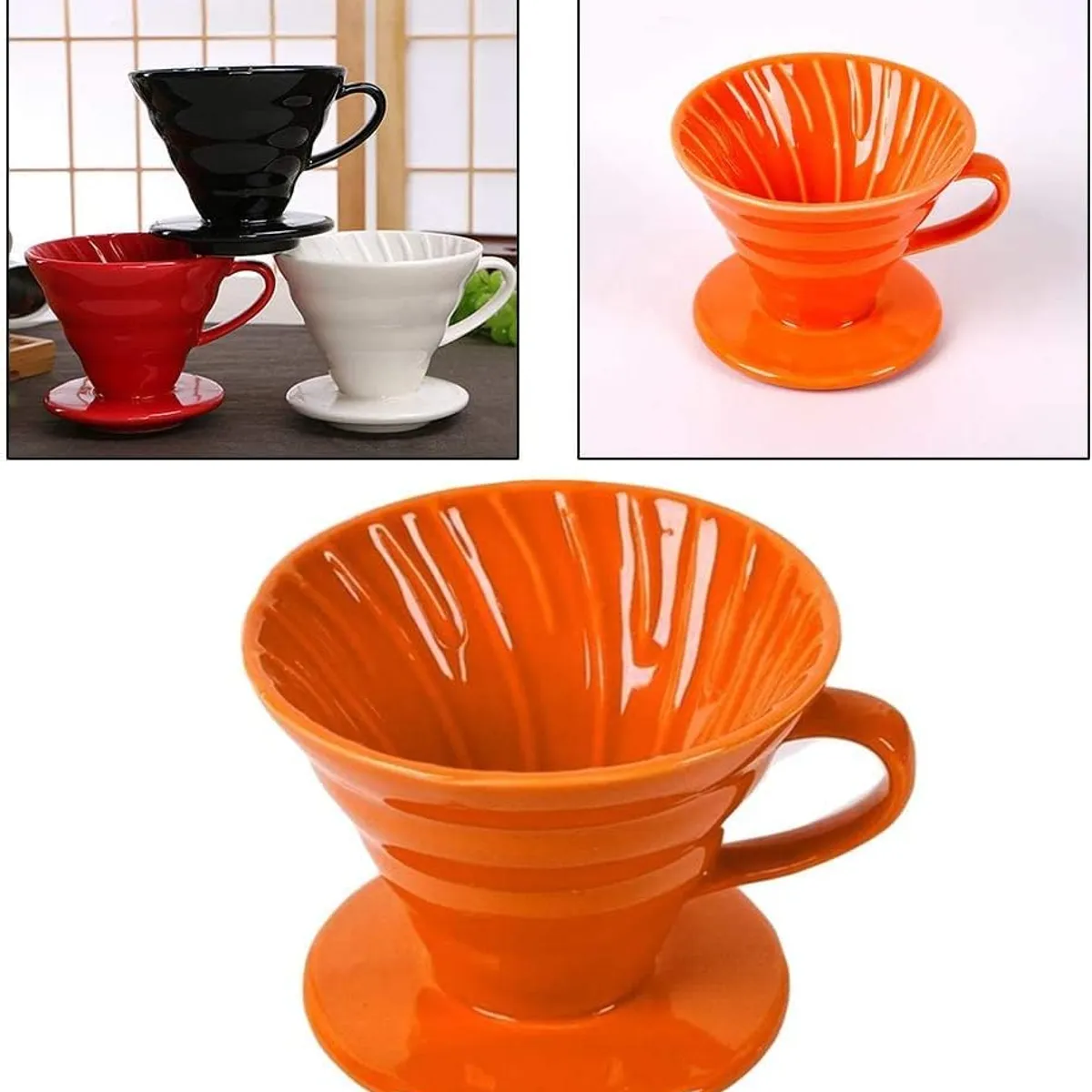 GENERICO - Dripper V60 de Cerámica 2 -4 Tazas NARANJA