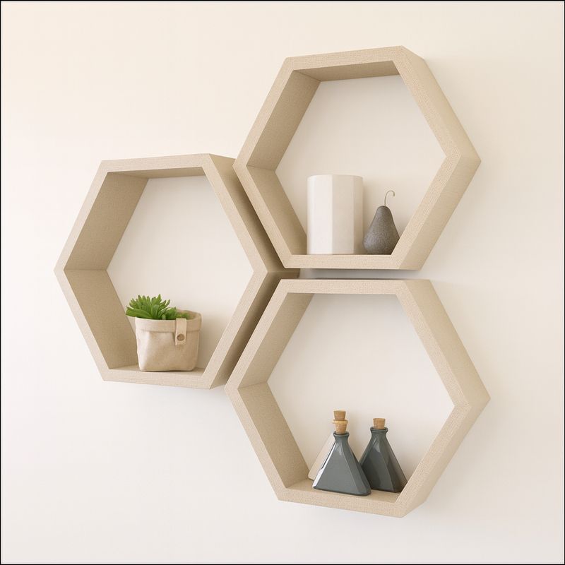 NACIONAL - Repisa Hexagonal Flotante Pack x 3UND Iguales - FAMUZE