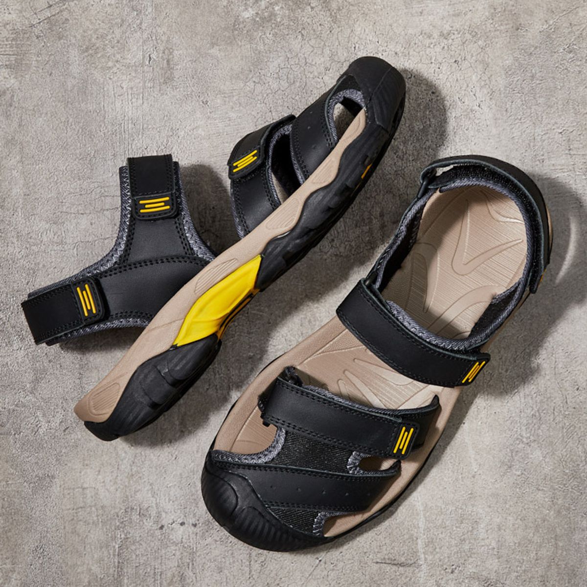 TIOZONEY - Sandalias abiertas para hombre-Negro