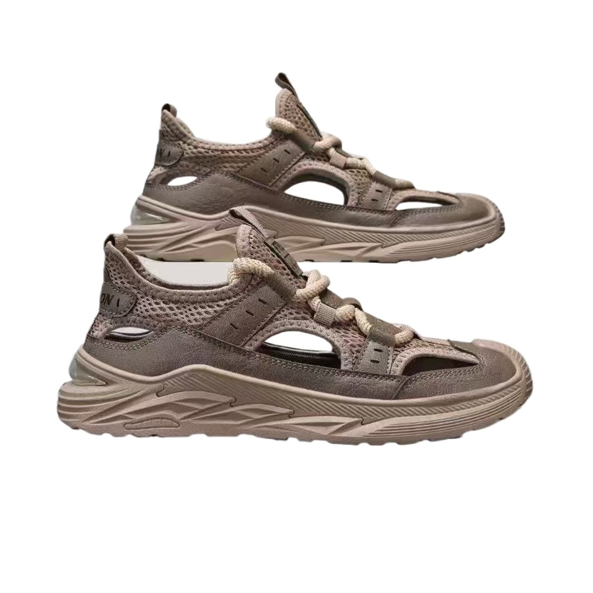 TIOZONEY - Sandalias abiertas para hombre-Marrón