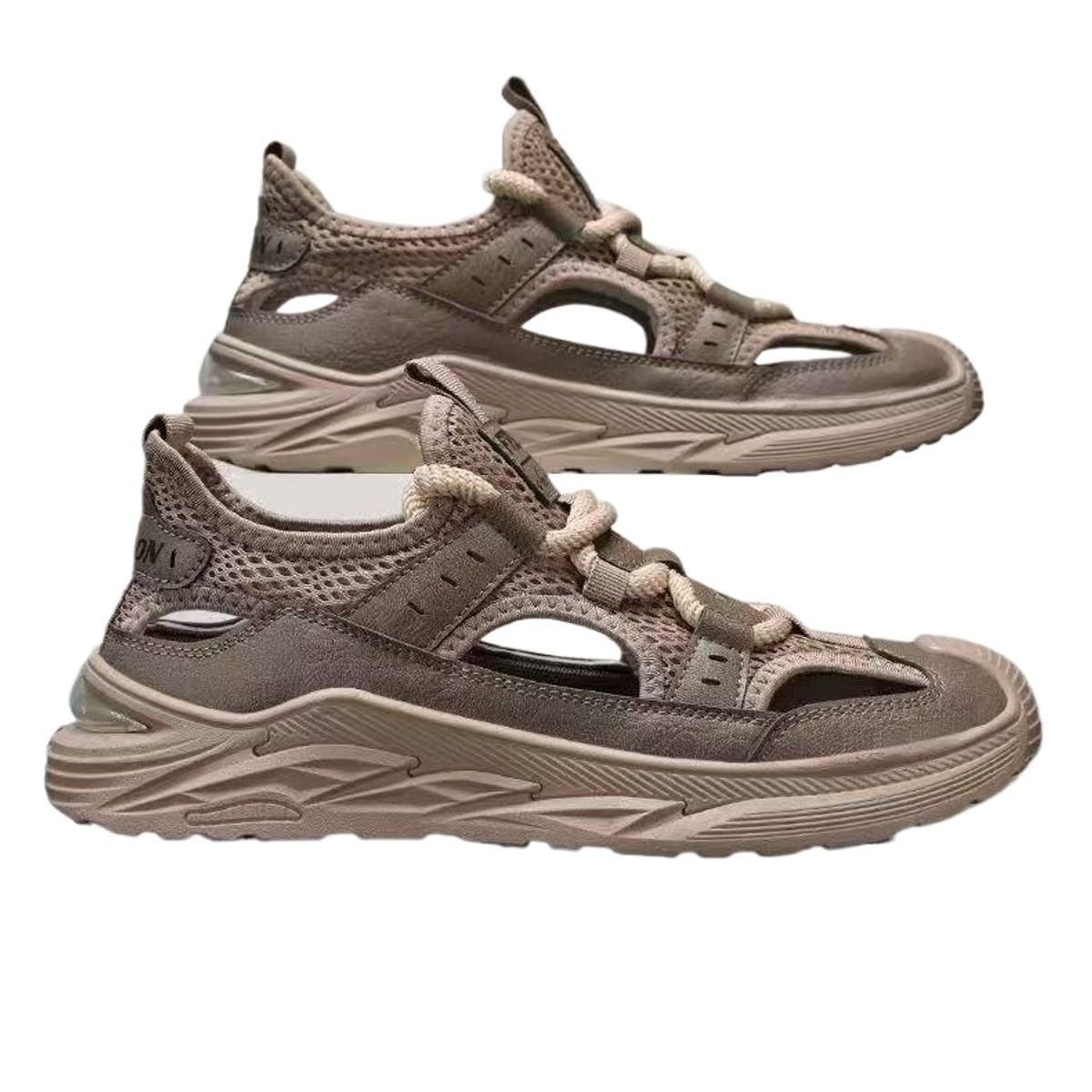 TIOZONEY - Sandalias abiertas para hombre-Marrón