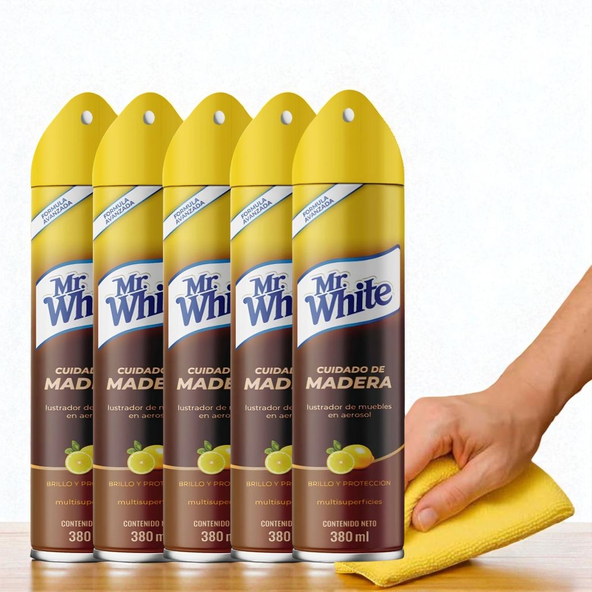WHITE - Limpiador de Madera Pack x 5Un Mr White Spray Espuma 380ml
