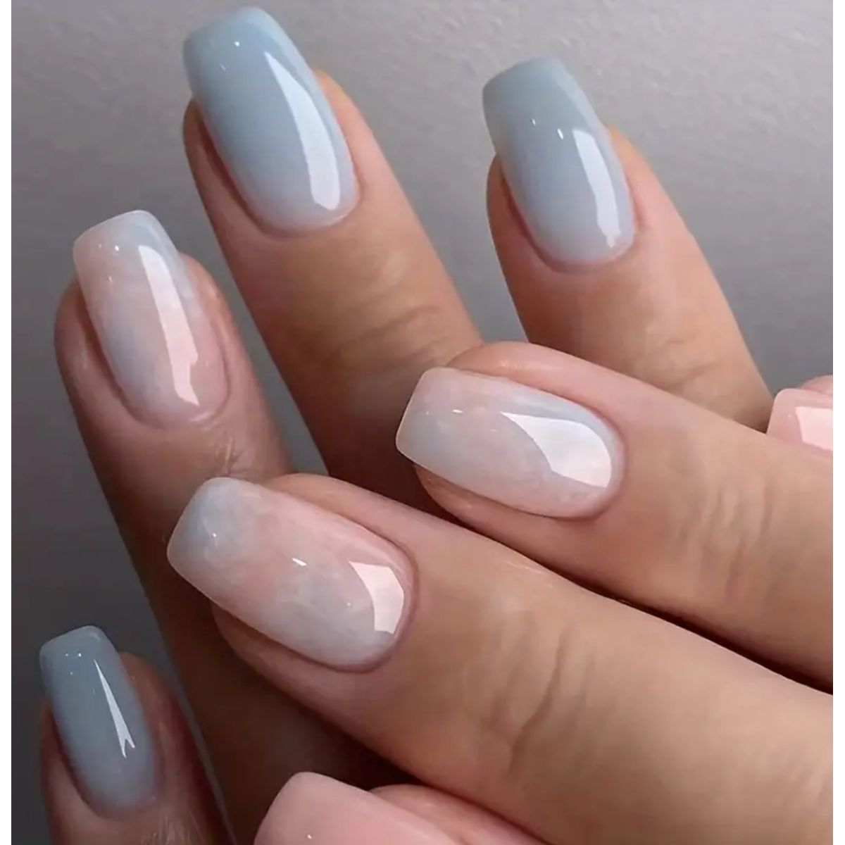 GENERICO - Uñas Press On - Marmoleadas celestes y rosadas